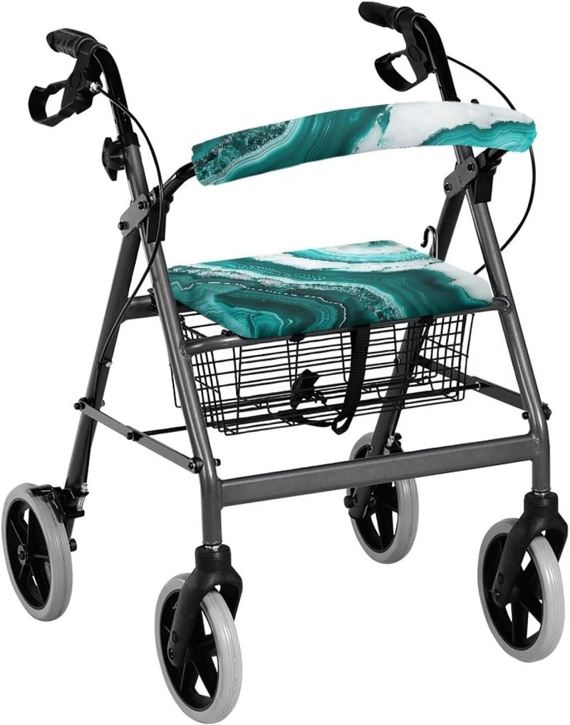 Vanideaoty Marbler Rollator Seat and Back Rest Covers Easy to Install Drive Rollator Accessories with Elastic Band Walker Accessories for Seniors with Seat Gift Covers - Image 1